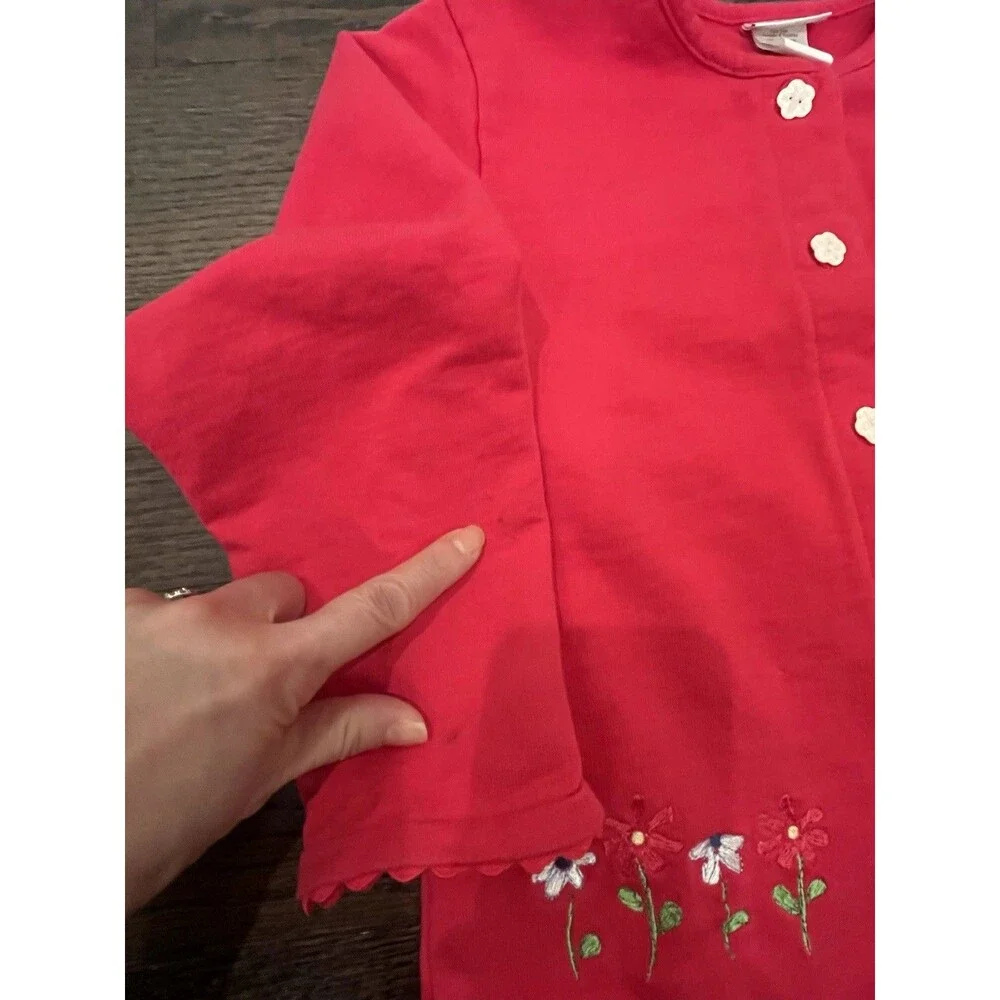 Vintage Carter’s Red Cardigan Sz 6 Embroidered Scalloped Button Details
